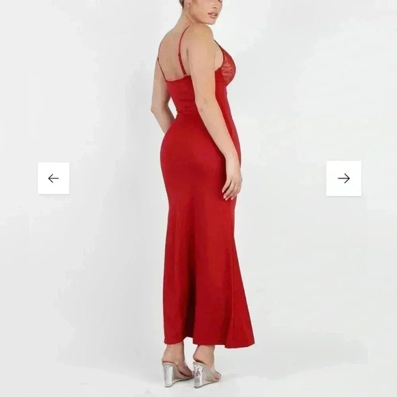 POPILUSH Shapewear Dress Lace Slip Split Maxi - NWT - Picture 4 of 10